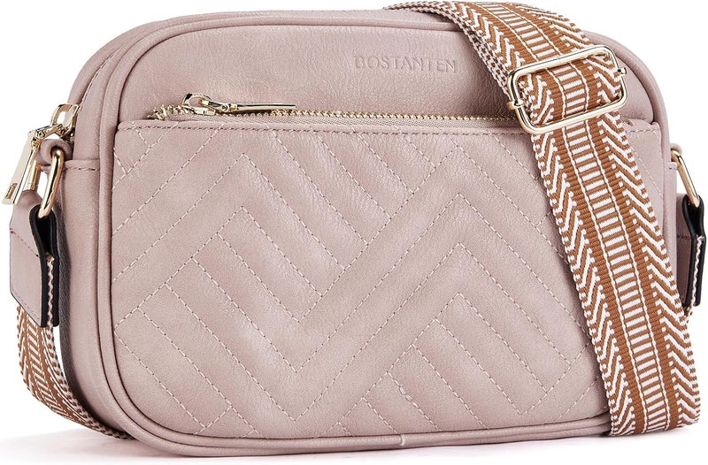 Bostanten Quilted Crossbody Bags for Women Vegan Leather Purses Small Shoulder Handbags with Wide Strap | Quilted, Small, with Wide Strap, Quilted, Purses, Small - Image 1